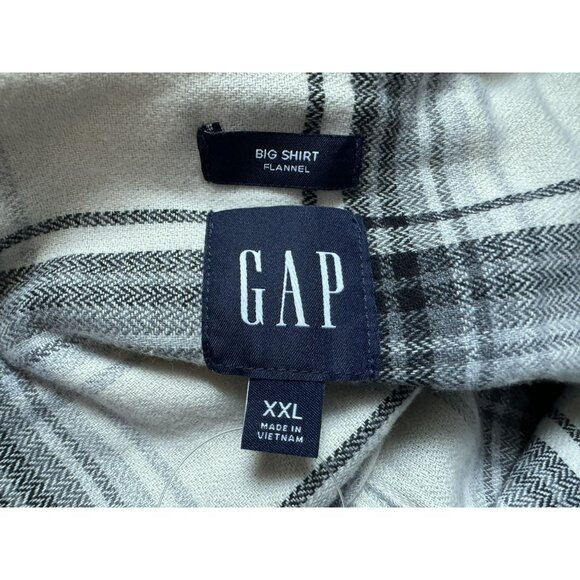 GAP Womens Oversized Relaxed Fit Flannel Big Shirt Sz XXL Button Front Gray NEW - Picture 6 of 8